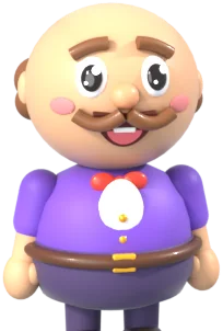 The cashier with his moustache